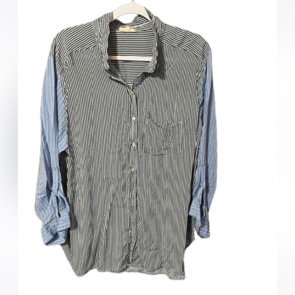Jane and Delancey Stripes Color Block Casual Shirt Size 3X Lightweight Spring